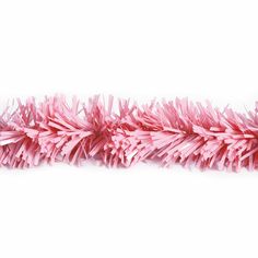 pink tinsel on white background with clippings to the left and right side