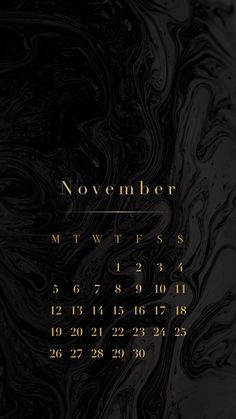 a black and white calendar with the date november