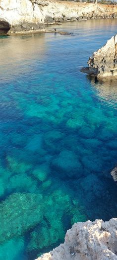 the water is crystal clear and blue