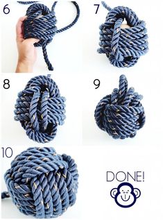 instructions to make a knotted rope ball