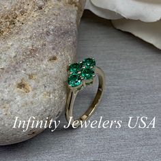 Emerald Ring 14k Yellow Gold, Round Cut Emerald Engagement Ring, Dainty Emerald Gold Ring, May Birthstone Ring, Cluster Emerald Ring #6787 Ladies Emerald Ring, Family Birthstone Ring, 14k Yellow Gold, Mothers Ring, May Birthstone Ring, #6787 This ring is a lab created 4 stone round emeralds made with pure 14k yellow gold #6773 Would make a perfect gift for a May Birthday, Mothers Ring, a graduation, anniversary, bridal gift or just a gift for her. We also have a pendant and earrings to complete Emerald Gold Ring, Engagement Ring Dainty, Mothers Ring, May Birthstone Rings, Ring Cluster, Mother Rings, May Birthstone, Bridal Gift, Emerald Engagement