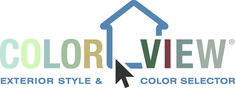 the color view logo is shown with an arrow pointing up to it's right