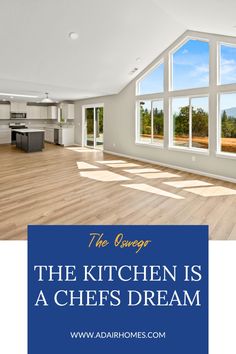 the kitchen is a chef's dream with an open floor plan and large windows