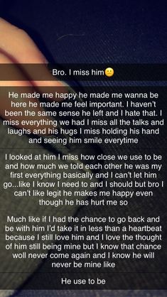 an image of someones text message on their cell phone with the caption'bro, i miss him '