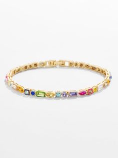 Kayden Bracelet - Rainbow – Enamel and mixed stone tennis bracelet – BaubleBar Instead Of Flowers, Mode Zara, Prime Time, Jewelry Lookbook, Girly Jewelry, Bracelet Collection, Jewelry Inspo, Dream Jewelry, Tennis Bracelet