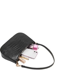 Olivia Mark - Bolso Baguette con relieve de cocodrilo - Women Shoulder Bags Cheap Classic Rectangular Baguette Bag, Cheap Simple Rectangular Baguette Bag, Cheap Rectangular Baguette Bag, Luxury Black Rectangular Baguette Bag, Cheap Elegant Baguette Shoulder Bag, Elegant Bags, Baguette Bag, Bag Women, Style Elegant