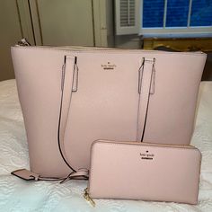 Color: Warm Vellum (Light Pink) Matching Set: Kate Spade Cameron Street Medium Harmony Purse And Kate Spade Cameron Street Lacey Wallet Both In Perfect Conditionnever Used Black And White Striped Interior Feminine Pink Wallets For Daily Use, Pink Wallet With Dust Bag For Travel, Elegant Pink Shoulder Bag With Interior Card Slots, Chic Pink Bag With Interior Card Slots, Chic Pink Bags With Interior Card Slots, Pink Feminine Wallet For Everyday Use, Feminine Pink Wallet For Everyday Use, Pink Feminine Wallet For Everyday, Pink Rectangular Feminine Wallet