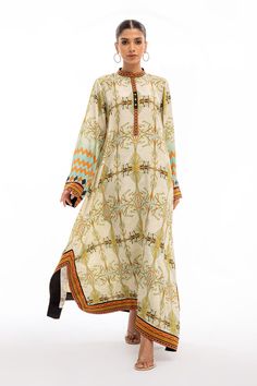 Traditional Tunic Kurta With Digital Print, Traditional Digital Print Tunic Kurta, Summer Designer Kurta With Digital Print, Festive Long Sleeve Kaftan With Digital Print, Summer Designer Digital Print Kurta, Multicolor Palazzo Set With Printed Border, Festive Printed Kaftan, Bohemian Palazzo Set With Digital Print And Long Sleeves, Bohemian Long Sleeve Palazzo Set With Digital Print