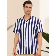 The summer-beach shirt features a color block and a stripe design, it is fashionable. Made of soft and breathable fabric, this shirt gives you a comfortable experience in summer. Pair the stripe beach shirt with casual pants or board shorts for a summer casual look. Available in multiple colors, it is a wardrobe necessity for summer. It is also and a good choice for vacation. Casual Blue Shirt With Contrast Stripes, Blue Shirt With Horizontal Stripes For Summer, Cotton Shirt With Vertical Stripes For Summer, Summer Cotton Shirt With Vertical Stripes, Summer Cotton Shirt With Contrast Stripes, Cotton Summer Shirt With Vertical Stripes, Horizontal Stripe Button-up Shirt For Summer, Blue Shirt With Contrast Stripes For Summer, Summer Horizontal Stripe Button-up Shirt