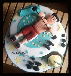 there is a cake with a man on it