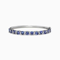 Effy Tanzanite Royale 14K White Gold Tanzanite Diamond Bangle, 4.76 TCW Sapphire Bangle, Ruby Bangles, Multi Gemstone Bracelet, Pearl Bangle, Multi Sapphire, Tanzanite Diamond, Bezel Set Diamond, Effy Jewelry, Diamond Bangle