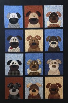 a quilt with many different dogs on it