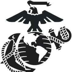 the usmc logo with an eagle and globe on it's back side, in black