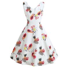 V Neck Fruit Print A Line Dress - White - 3190369512 - Women's Clothing, Dresses  #Dresses #Women's #Clothing # #Dresses Dresses Dresses, Fruit Print, Line Dress, Dress Size Chart, Clothing Dresses, Dress White, Fashion Women, Cosplay Costumes, Women Clothing