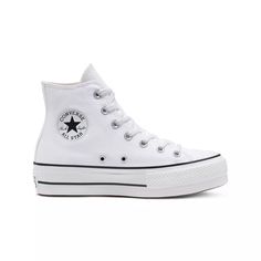 Converse Chuck Taylor All Star Platform Lift "White" Women\'s Shoe View 1 Canvas Platform Chuck Taylor All Star, Cute Converse Shoes, Platform Chucks, Cute Converse, Womens High Top Shoes, Pretty Sneakers, Shoes For School, Back To School Shoes, Chuck Taylor All Star Lift