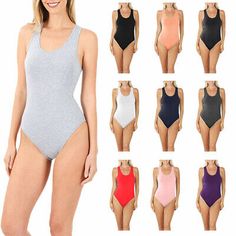 Top Seller for Womens One Piece Cotton Sleeveless Racerback Tank Leotard Bodysuit, Women's Top Seamless Sleeveless Solid Color Leotard, Solid Sleeveless Seamless Leotard, Sleeveless Solid Color Seamless Leotard, Stretch Scoop Neck Bodysuit For Swimming, Stretch Bodysuit With Scoop Neck For Swimming, Stretch Sleeveless Bodysuit For Swimming, Stretch Solid Color Racerback Bodysuit, Solid Color Stretch Racerback Bodysuit, Stretch Casual Racerback Bodysuit