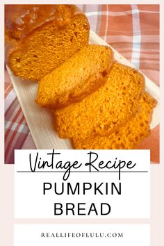 vintage recipe pumpkin bread with text overlay