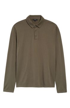 Garment dyeing gives a casual, laid-back look to this long-sleeve polo shirt made from soft cotton. 28" length (size Medium) Button quarter-placket Spread collar Long sleeves 100% cotton Machine wash, tumble dry Made in the USA Men's Clothing | Vince Garment Dyed Long Sleeve Polo Relaxed Fit Long Sleeve Cotton Polo Shirt, Solid Long Sleeve Cotton Polo Shirt, Casual Long Sleeve Polo Shirt, Fall Long Sleeve Polo Sweater With Placket, Long Sleeve Cotton Polo Sweater With Placket, Cotton Long Sleeve Polo Sweater With Placket, Relaxed Fit Long Sleeve Polo Shirt For Fall, Long Sleeve Polo Shirt, Long Sleeve Polo