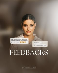 a woman's face with the words fedbacks on it and an instagram sticker above her