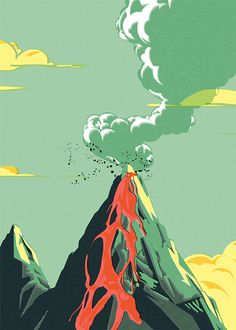 Volcano Illustration, Volcano Poster, Volcano Drawing, Bad Company, Album Artwork, Concert Posters, Volcano, Drawing Inspiration, Art Lessons