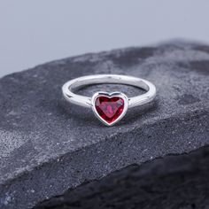 ABOUT THIS RING Heart Cut Lab Created Ruby Engagement Ring 925 Sterling Silver Unique Ring Red Gemstone Ring Solitaire Ring Anniversary Gifts -------------------------------------------------------- 「Product Summary」 ◆ Metal Material: 925 Sterling Silver / Gold / Platinum ◆ Center Stone Stone: 1.0ct Lab Created Ruby Cut: 6*6mm Heart Cut ◆ Dimension Band width: 1.8mm ◆ More Information *Can be custom item *Rush orders are accepted *2~3 weeks for order length *14 days money back return policy (exc Sterling Silver Red Ring For Promise, Red Heart Ring With Birthstone For Valentine's Day, Red Heart Birthstone Ring For Valentine's Day, Promise Ruby Ring In Sterling Silver, Sterling Silver Red Ruby Promise Ring, Red Heart Ring With Birthstone For Anniversary, Red Promise Ring With Bezel Setting, Red Heart Birthstone Ring For Anniversary, Red Stamped 925 Rings For Anniversary