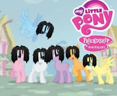 the little ponys are standing in front of each other