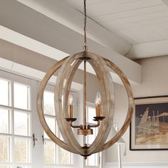 Create a breathtaking tableau for your entry ,kitchen, dining room, foyer, living room, even island table with this distinctly designed farmhouse orb wood globe chandelier. A contemporary balance of wood and metal gives it a dramatic open sphere design that reveals a 4 bulb candelabra base. This is a lighting fixture that comes in KD , but it wouldn't cost you too much time to assemble, available for dimmable control and come with a antique gold lamp body and vintage solid wood . this sphere cha Wood Chandelier Modern, Mudroom Lights Fixture, Entrance Foyer Lighting, Chandelier Entryway Foyer, Entranceway Lighting, Modern Farmhouse Chandelier Dining Rooms, Beachy Chandelier, Entryway Lights, Farmhouse Chandelier Dining Rooms