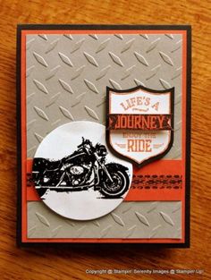 a close up of a card with a motorcycle on it