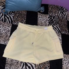 Sweatpants Material, New With Tags! Small Stain As Pictured, Should Come Out In Wash. Yellow Shorts, Sweat Shorts, Sweatpants, Womens Shorts, Yellow, Women Shopping, Color