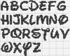 a cross stitch pattern with the letters and numbers in black on a white background,