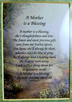 a mother is a blessing poem on a plaque