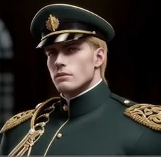 a man in uniform is looking at the camera