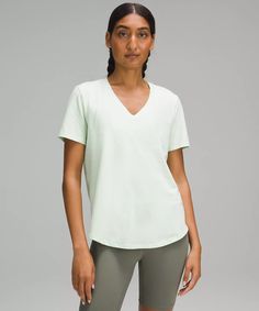 Love V-Neck T-Shirt | Women's Short Sleeve Shirts & Tee's | lululemon Workout Fits, Short Sleeve Shirt Women, Short Sleeve Shirts, Day Of The Week, Casual Fit, Casual Fits, Hip Length, Pima Cotton, V Neck Tee