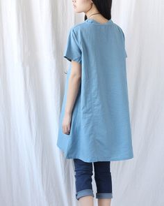 Summer shirt linen long shirt by MaLieb on Etsy Spring Casual Tops With Pockets, Oversized Tops With Pockets, Cotton Tunic Blouse For Daywear, Summer Short Sleeve Boho Tops, Cotton Tunic Tops For Work, Spring Cotton Blouse With Rolled Sleeves, Short Sleeve Tunic For Workwear, Short Sleeve Blouse For Casual Spring Gatherings, Casual Short Sleeve Tunic For Work