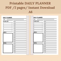 the printable daily planner is shown