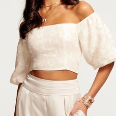 Ramy Brook Puff Sleeve Or Off The Shoulder Top Size 4 But Fits Big Never Worn Due To Fitting Too Big Black Bell Sleeve Top, Split Sleeve Top, Silk Long Sleeve Blouse, Crochet Bell Sleeve, Womens Halter Tops, Grey Blouse, Ramy Brook, White Off Shoulder, Cold Shoulder Blouse