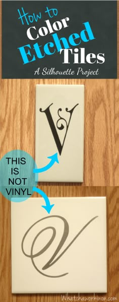 how to color etcted tiles in silhouettes with the letter v and an arrow