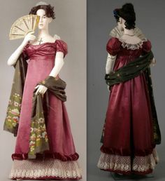 1812 1600s Dress, Dress Display Ideas, Regency Costume, 1820s Fashion, Historical Gowns