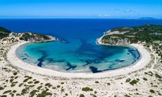 an aerial view of the blue lagoons and white sand beach in croatia, europe