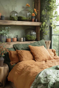 40 Creative Forest Themed Bedroom Ideas for a Unique Look Fall Bedroom Decor, Bedroom Color Combination, Bedroom Orange, Home Decor Wallpaper, Eclectic Bedroom, Wallpaper Home Decor, Home Decor Ideas Bedroom, Decor Wallpaper, Styl Boho