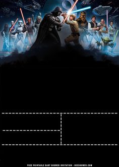 the poster for star wars is shown in black and white