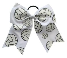 NWT Girls "GLITTERY VOLLEYBALL" Girls Boutique Cheer Bow Pony Tail Hairbow    This listing is for a Boutique Grosgrain Ribbon Cheerleading Hairbow!  FUNKY & FUN!  These are hand-made by me!  The Hairbow is made out of white colored premium 3 inch grosgrain ribbon with white glitter Volleyballs printed on it!  These Boutique Bows are approx. 7 inches in length and 7 inches wide.  Cheer Bows are attached to a stretchy elastic hair tie!  Great for Cheer Practice, Volleyball Games, Volleyball Tourna Volleyball Ribbons For Hair, Volleyball Team Hair Bows, Dance Team Hair Bows, Cheerleading Bow, Silver Cheer Bows, Cheer Practice, Elastic Hair Ties, Boutique Bows, Girls Boutique