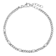 Love the look of a curb chain, but like to keep it delicate? This beauty has the best of both worlds. Available in 14k yellow, rose or white gold .15ctw diamonds Bracelet can be worn from 6-7" with extender chain By Curated by AB White Gold Sterling Silver Chain Bracelet With Diamond Accents, White Gold Diamond Bracelet With Chain, White Gold Chain Diamond Bracelet, Dainty Diamond Chain Bracelet In Silver, Sterling Silver Diamond Bracelet With Chain In White Gold, Sterling Silver White Gold Diamond Chain Bracelet, White Gold Diamond Bracelet With Chain In Sterling Silver, White Gold Sterling Silver Diamond Bracelet With Chain, Elegant Silver Diamond Bracelet With Curb Chain