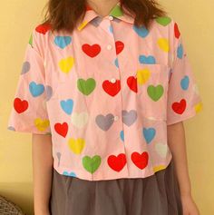 Cute Pink Printed Tops, Cute Printed Pink Top, Pink Cartoon Print Shirt For Summer, Cute Collared Top With Graphic Print, Spring Kawaii Tops For School, Kawaii Spring Tops For School, Cute Collared Summer Shirt, Kawaii Tops For School In Spring, Cute Collared Shirt For Summer