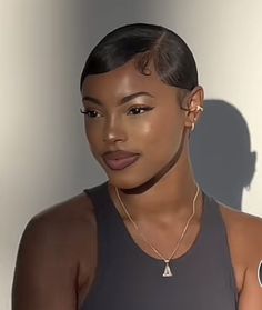 Black Women Twa Hairstyles, Short Hair Relaxer Black Women, Short Relaxed Hairstyles 2023, Bald Hair Black Women, Sleek Back Short Hair, Short Cut Black Women, Finger Waves Short Hair, Short Dyed Hair, Short Relaxed Hairstyles