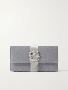 Silver Capri crystal-embellished Lurex clutch | MANOLO BLAHNIK | NET-A-PORTER Cocktail Inspiration, Inspiration Moodboard, Silver Clutch, Clutch Bags, Clutch Handbag, Manolo Blahnik, Black Satin, Net A Porter, Hands Free