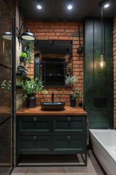 Industrial style bathrooms are a hot trend in interior design right nowThe rawedgy aesthetic pairs surprisingly well with the sleek lines and luxurious finishes found in many contemporary… Industrial Style Bathroom, Industrial Bathroom, Edgy Aesthetic, Green Bathroom, Bathroom Style, House Goals, Bathroom Shelves, Chic Furniture