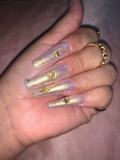 Aphrodite Nails/ Goddess nails/ Press ons/Fake nails Etsy Aphrodite Nails, Goddess Nails, Nails Light Blue, Moon Decal, Nails Press Ons, Nails Yellow, Nails Gold, Racun Shopee