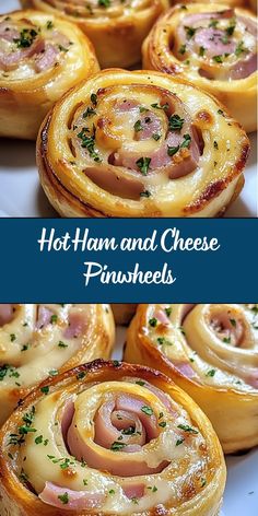 Hot Ham and Cheese Pinwheels are the perfect appetizer or snack. Made with crescent roll dough, deli ham, and gooey melted cheese, these pinwheels are simple to prepare and packed with flavor. They're ideal for parties, game days, or a quick family-friendly dinner. Ham Appetizers, Holiday Finger Foods, Hot Ham And Cheese, Crescent Roll Appetizers, Ham And Cheese Roll Ups, Christmas Finger Foods, Ham And Cheese Pinwheels, Cheese Pinwheels, Pinwheel Appetizers