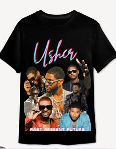 Get Ready to "Yeah!" the Night Away in Style with the Usher Tour T-Shirt! Step into the spotlight and relive the energy of an unforgettable concert with this exclusive Usher Tour T-Shirt. Designed for true fans, this tee celebrates the iconic R&B superstar's latest tour with a bold, eye-catching design that captures the essence of Usher's electrifying performances. Features: *Premium Quality: Made from 100% soft cotton, this t-shirt offers a comfortable fit perfect for any concert, casual outing Tour Design, Tour T Shirts, Favorite Jeans, Timeless Pieces, Comfort Fit, Essence, How To Memorize Things, Adult Outfits, T-shirt